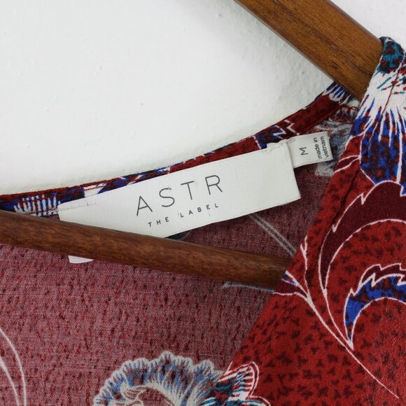 Astr The Label Tie Front Floral Midi Dress Burgundy Size M - Picture 4 of 8